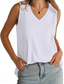 billige Enkel tank topp-Dame Camisole Tank Top Helfarge Tropisk Fritid Ermeløs V-hals Vanlige topper Daglig Hvit Lysegrønn Sommer