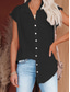 cheap Women&#039;s Plain Tops-Women&#039;s Shirt Solid Color Plain Basic Casual Short Sleeve Shirt Collar Regular Tops Daily Buttons Black White Pink Wine Summer Spring