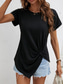 cheap Plain tee-Women&#039;s T Shirt Solid Color Plain Fashion Classic Casual Short Sleeve Crew Neck Regular Tops Daily Weekend Asymmetrical Black White Army Green Navy Blue Summer