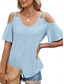 cheap Women&#039;s Plain Tops-Women&#039;s Shirt Blouse Solid Color Stylish Casual Short Sleeve Strap Regular Tops Daily Eyelet Sage Green Black White Pink Sky Blue Summer
