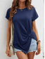cheap Plain tee-Women&#039;s T Shirt Solid Color Plain Fashion Classic Casual Short Sleeve Crew Neck Regular Tops Daily Weekend Asymmetrical Black White Army Green Navy Blue Summer