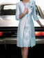 cheap With Jacket-Sheath Mother of the Bride Dress Wedding Guest Vintage Plus Size Jewel Neck Knee Length Satin Lace 3/4 Length Sleeve Jacket Dresses with Appliques free custom size
