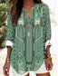 cheap Women&#039;s Boho Tops-Women&#039;s Boho Blouse Floral Graphic Vintage Tropical Hawaiian Long Sleeve V Neck Regular Tops Daily Holiday Vacation Wear Print Black Blue Khaki Summer Spring