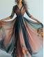 cheap Boho Dress-Women&#039;s Long Dress Maxi Dress Casual Dress Swing Dress Floral Dress Summer Dress Boho Dress Vintage Vacation Daily Holiday Regular Fit Floral Long Sleeve V Neck Blue Summer