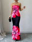 abordables Robes fleuries élégantes-Femmes Robe Longue Maxi Robe Robe de Bal Moulant Robe d'été Élégant Mode Soirée Fête Date Coupe régulière Fleur Sans manches Sans bretelles Bleu Rouge Été Printemps