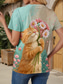 cheap Animals tee-Women&#039;s T Shirt Graphic Animal Cat Stylish Classic Modern Short Sleeve Crew Neck Round Neck Regular Tops Daily Going out Weekend Print Orange Summer Spring