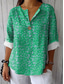 abordables Hauts d&#039;Art et de Design pour Femmes-Femmes Chemise Fleuri Graphique ancien Tropical Hawaïen manche longue Col en V Hauts Réguliers Quotidien Fête Tenue de plage Imprimé Rouge Bleu Violet Vert Été Printemps