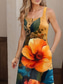 ieftine Rochii florale-Pentru femei Rochie Maxi Rochie A line Rochie de vară Rochie cu umeri Vacanță Casual Petrecere Dată Fit regulat Floral Grafic Fără manșon Pătrat Portocaliu Vară Primăvară