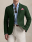 ieftine Blazer de lenjerie-Bărbați Blazer de in Palton Sport Guler crestat Modă Mată Blazer de in Verde Militar Fit standard Un singur rând, un nasture