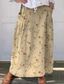 abordables Jupes graphiques-Jupe Femme Jupe Maxi Jupe Décontractée Jupe Maxi Taille Haute Imprimé Floral Lin Micro-élastique Rue Jaune Bleu Vert Bleu Pâle Été Polyester Lin