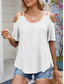 cheap Women&#039;s Plain Tops-Women&#039;s Shirt Blouse Solid Color Stylish Casual Short Sleeve Strap Regular Tops Daily Eyelet Sage Green Black White Pink Sky Blue Summer