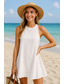 baratos Vestidos casuais brancos-Mulheres Minivestido Vestido branco Elegante Básico Moderno Praia Férias Feriado Normal Tecido Sem Manga Halter pescoço Branco Verão