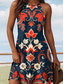 abordables Robes fleuries-Femmes Mini Robe Robe d&#039;été Vacances Occasionnel Quotidien Coupe régulière Fleuri Graphique Sans manches Col Halter Jaune Rouge Bleu Été