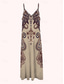 ieftine Rochii boho-Pentru femei Rochie Maxi Rochie de Vară Rochie A line Rochie Slip Vacanță Casual Boho Ieșire Plajă Potrivire Largă Grafic Imprimeu Paisley Tribal Fără manșon În V Bretele Spagheti Kaki Vară Primăvară