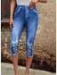 voordelige Blauwe 3D Print-Vrouwen Leggings Capri Broek Hoge Elasticiteit Vakantie Vintage Mode Kalfslengte Midden Taille Bloem Motief Print Ademend Zacht Vakantie Casual Dagelijks Eierschaal Blauw Zomer Lente Reguliere Pasvorm