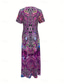 ieftine Rochie boho-Pentru femei Rochie Maxi Rochii Tricou Rochie de Vară Rochie de vară Vacanță Boho Concediu Fit regulat Grafic Tribal Abstract Manșon scurt Stil Nautic Galben Albastru piscină Mov Portocaliu Var