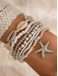 cheap Women&#039;s Bracelet-Women&#039;s Boho Shell Beaded Bracelet Set - 7-Piece Starfish Charm Stretch Bracelet in Various Colors for Summer Beach Wear and Resort Wear