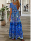 ieftine Rochie boho-Pentru femei Rochie Maxi Rochii Tricou Rochie de Vară Rochie de vară Vacanță Boho Concediu Fit regulat Grafic Tribal Abstract Manșon scurt Stil Nautic Galben Albastru piscină Mov Portocaliu Var