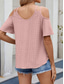 cheap Women&#039;s Plain Tops-Women&#039;s Shirt Blouse Solid Color Stylish Casual Short Sleeve Strap Regular Tops Daily Eyelet Sage Green Black White Pink Sky Blue Summer