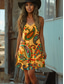 voordelige Boho Jurken-Dames Mini-jurk A lijn jurk Zomerjurk Vakantie Casual Dagelijks Normale pasvorm Grafisch Tribal Mouwloos U-hals Geel blauw Paars Zomer