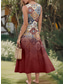 economico Abiti Boho-Per donna Abito Midi Vestito Estivo Abito a trapezio Abito a spalle scoperte Vacanza Casual Uscire Vestibilità standard Grafico Geometrico Senza Maniche Collo a U Vino Estate