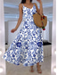 preiswerte Blumenkleider-Damen Maxikleid A Linie Kleid Unterkleid Urlaub Lässig Boho Party Ausgehen Standard Passform Blumen Grafik Ärmellos V Ausschnitt Weiß Rosa Blau Grün Sommer Frühling