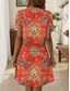 ieftine Rochie boho-Pentru femei Rochie Mini Rochie A line Rochie de vară Casual Zilnic Fit regulat Floral Grafic Tribal Manșon scurt În V Portocaliu Vară Primăvară