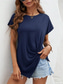 cheap Plain tee-Women&#039;s T Shirt Solid Color Plain Fashion Classic Casual Short Sleeve Crew Neck Regular Tops Daily Weekend Asymmetrical Black White Army Green Navy Blue Summer