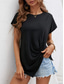 cheap Plain tee-Women&#039;s T Shirt Solid Color Plain Fashion Classic Casual Short Sleeve Crew Neck Regular Tops Daily Weekend Asymmetrical Black White Army Green Navy Blue Summer