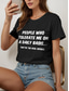 cheap Humor&amp;Quotes tee-Women&#039;s T Shirt Cotton Shirt Graphic Letter Vintage Stylish Casual Short Sleeve Crew Neck Round Neck Regular Tops Daily Print Black White Gray Summer Spring