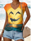 abordables Camiseta de Animales-Camiseta sin mangas con estampado de delfín de Vincent Hie para mujer, estilo casual, sin mangas, cuello en V, con estampado diario, color amarillo, para verano y primavera.