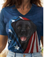 cheap Independence Day Top-Black Lab Puppy By Vincent Hie Women&#039;s Patriotic  T Shirt Graphic Animal Dog Vintage Stylish Classic Short Sleeve Crew Neck V Neck Round Neck Tops Daily Weekend Print
