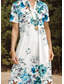 cheap Floral Dress-Women&#039;s Midi Dress A Line Dress Vacation Casual Daily Date Regular Fit Floral Graphic Butterfly Short Sleeve Shirt Collar Blue Summer Spring