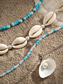 abordables Collar de mujer-Conjunto de collar bohemio de conchas y cuentas en capas para mujer: colgante turquesa estilo playa y dijes dorados para vacaciones de verano y festivales.