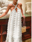 cheap White Lace Dresses-Women&#039;s Long Dress Maxi Dress White Dress Sundress Halter Neck Dress Elegant Fashion Romantic Holiday Going out Beach Loose Fit Flower Pure Color Sleeveless Deep V White Blue Summer