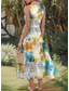 preiswerte Kunst &amp; Design Kleider-Damen Midikleid Sommerkleid A Linie Kleid Schulterfreies Kleid Urlaub Lässig Strand Outdoor Party Ausgehen Normale Passform Grafik Geometrisch Farbblock Ärmellos U-Ausschnitt Blau Sommer Frühling