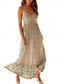 preiswerte Urlaubs Boho Kleid-Damen Midikleid Blumenkleid Unterkleid Druckkleid Klassisch Modern Täglich Urlaub Ausgehen Normale Passform Blume Ärmellos Spaghettiträger Hellgelb Schwarz Rote Sommer
