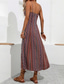 cheap Boho Dress-Women&#039;s Midi Dress Casual Dress Summer Dress Slip Dress Boho Dress Elegant Fashion Modern Daily Beach Weekend Regular Fit Striped Sleeveless V Neck Red Green Summer