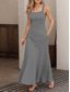 preiswerte Einfaches Kleid-Damen Maxikleid A Linie Kleid Sommerkleid Schulterfreies Kleid Urlaub Lässig Party Date Normale Passform Einfarbig Grafik Ärmellos Quadrathals Schwarz Weiß Rosa Grau Sommer Frühling