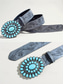 billige Damebelte-vestlig turkis concho-belte for kvinner – midjebelte med blomstergravert kunstskinn for rodeo, festivaler, boho-antrekk og fritidsklær