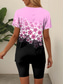 billiga Kvinnors korta set-Kvinnors 2 Delar Mode T-shirt Shorts Set Kort Ärmar V Ringning Blommigt Grafiskt Tryck Avslappnad Daglig Rosa Blå Grön Sommar Vanlig Passform