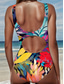 cheap One-piece swimsuits-Women&#039;s Swimsuits One Piece Monokini Swimsuit Backless Tummy Control High Waist Slim Vacation Beach Wear Floral Graphic U Neck Sleeveless Bathing Suits