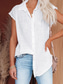 cheap Women&#039;s Plain Tops-Women&#039;s Shirt Solid Color Plain Basic Casual Short Sleeve Shirt Collar Regular Tops Daily Buttons Black White Pink Wine Summer Spring
