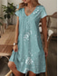 tanie kwiatowa sukienka-Kobieca Sukienka Mini Sukienka A Linia Sukienka T-Shirt Sukienka Tee Sukienka Casual Wakacje Codzienna Regularna Dobrana Graficzny Paisley Krótki Rękaw Dekolt w Serek Niebieska Beżowa Lato Wiosna