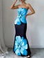 abordables Robes fleuries élégantes-Femmes Robe Longue Maxi Robe Robe de Bal Moulant Robe d'été Élégant Mode Soirée Fête Date Coupe régulière Fleur Sans manches Sans bretelles Bleu Rouge Été Printemps