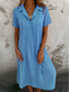 cheap Design Cotton &amp; Linen Dresses-Women&#039;s Cotton Linen Midi Dress Sundress Shift Dress Summer Dress Casual Daily Holiday Regular Fit Plain Short Sleeve Lapel Pink Blue Orange Green Summer Spring