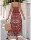 ieftine Rochii boho-Pentru femei Rochie Maxi Rochie A line Rochie Slip Vacanță Casual Boho Ieșire Plajă Fit standard Floral Grafic Fără manșon În V Roșu-aprins Portocaliu Vară Primăvară