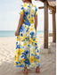 preiswerte Blumenkleider-Damen Midikleid Sommerkleid A Linie Kleid Urlaub Lässig Strand Täglich Ausgehen Normale Passform Blumen Grafik Kurzarm Rundhalsausschnitt Gelb Rosa Blau Purpur Sommer