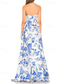 cheap Cocktail Dresses-Blue A-Line Cocktail Dresses Elegant Dress Semi Formal Beach Wedding Floor Length Sleeveless Strapless Satin with Floral Print Ruffles Wedding Guest Dress 2025