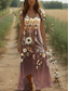ieftine Rochii boho-Pentru femei Rochie Maxi Rochii Tricou Rochie A line Vacanță În aer liber Ieșire Fit standard Floral Grafic Imprimeu Paisley Manșon scurt În V Albastru piscină Maro Trifoi Vară